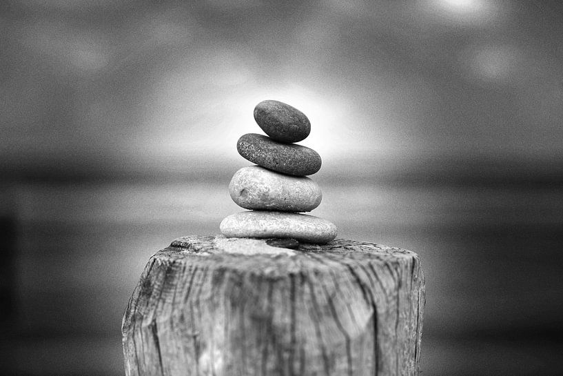 Zen Stone (Schwarz-Weiß) von Rob Blok