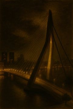 Erasmusbrug Rotterdam in de nacht van Franka Poulain