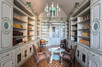 bibliotheek in verlaten kasteel