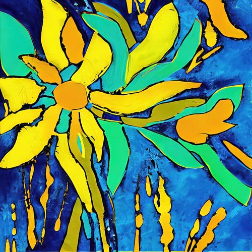 Abstract schilderij met bloemmotief fantasieën