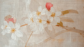 Fleurs de cerisier japonaises apaisantes, rehaussées de détails dorés et texturés sur Studio Pieternel