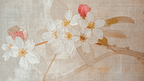 Beruhigende japanische Kirschblüte mit goldenen und strukturierten Details
