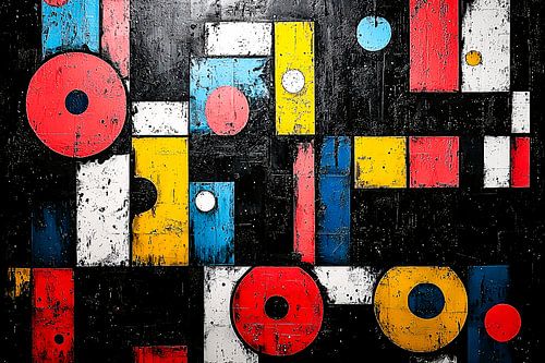 Geometrisch kunstwerk met felle kleuren