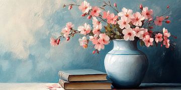 Sereniteit in Turquoise en Zachte Bloesems no.5 van Studio BB