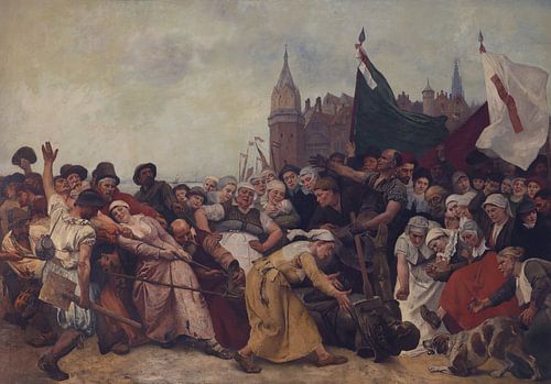 Het beeld van Alva wordt vernield in Antwerpen, Charles Verlat, 1888