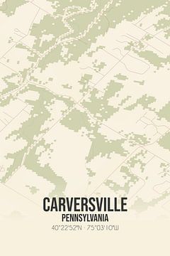 Carte ancienne de Carversville (Pennsylvanie), USA. sur Rezona