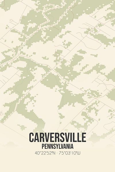 Alte Karte von Carversville (Pennsylvania), USA. von Ortsdrucke