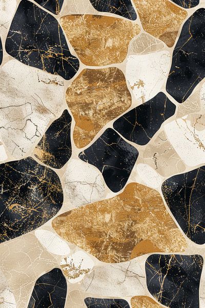 Vormen als Moderne Kunst in Beige en Zwart van Digitale Schilderijen