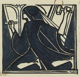 Kneeling figure with hammer and chisel, Jan Toorop