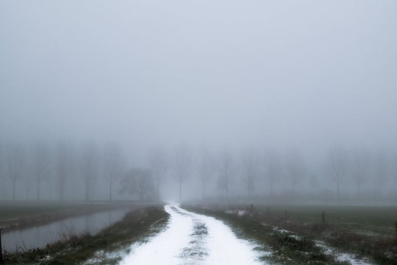 Leuchtender Pfad im Nebel von Wouter Bos