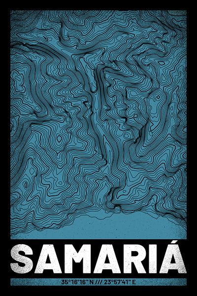 Les gorges de Samarie | Topographie de la carte (Grunge) par ViaMapia
