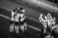 Applause for goal in football stadium - black and whitestreetphoto