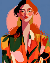 Portrait de femme moderne aux couleurs vives