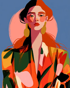 Portrait de femme moderne aux couleurs vives