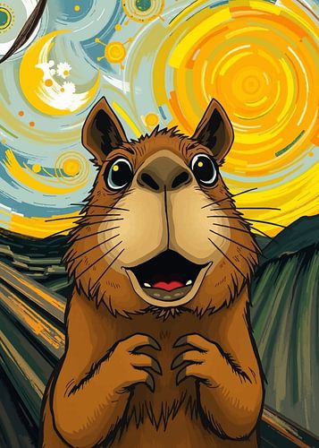 Capybara - Der Schrei Surrealistische Tierkunst von MIROKKU