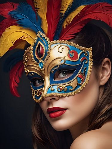 Eine Frau mit einer Karnevalsmaske