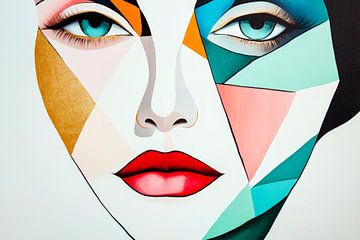 Geometric beauty - facial art Colourful mask de by Poster Art Shop