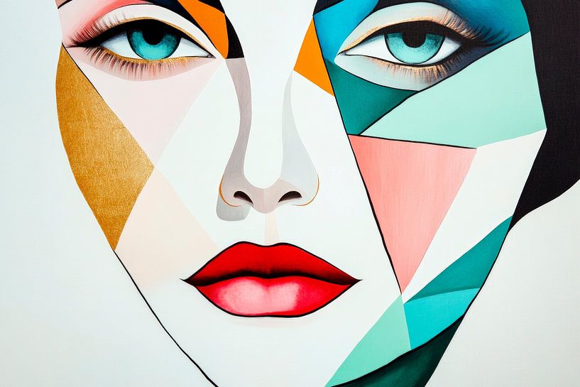 Geometric beauty - facial art Colourful mask de by Poster Art Shop
