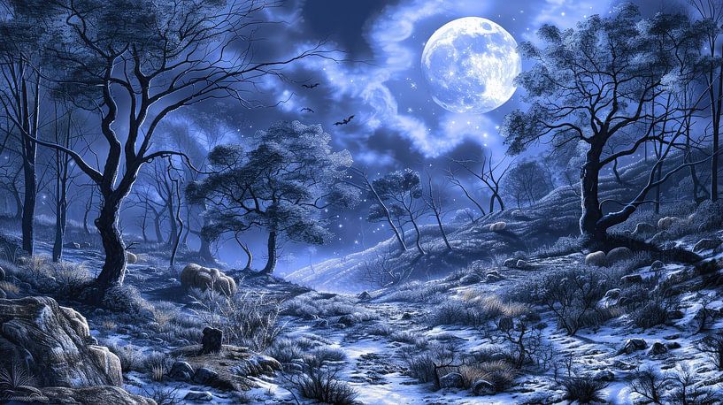 "Mystische Beerdigung bei Vollmond - Halloween Kunst" von fredi arlangga