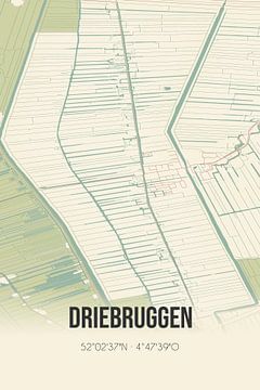 Vintage landkaart van Driebruggen (Zuid-Holland) van MijnStadsPoster