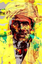 Mann mit Turban raucht eine Zigarre von The Art Kroep