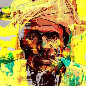 Mann mit Turban raucht eine Zigarre von The Art Kroep