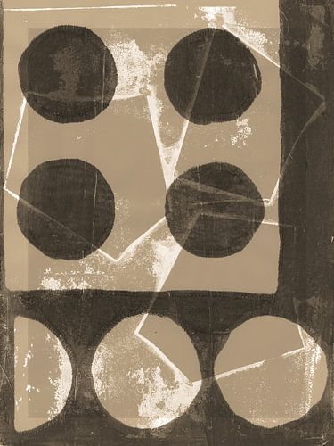 Japandi abstract in bruin, beige, wit