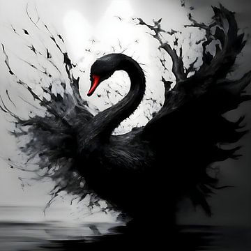 Zwarte zwaan van Mariia Merkulova