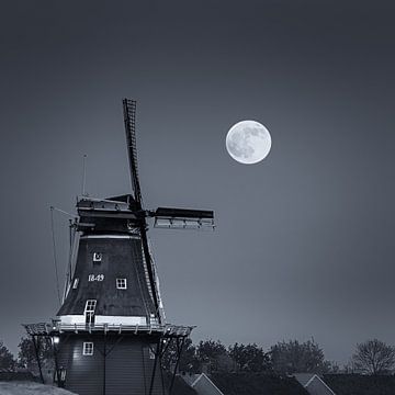 Volle maan in Dokkum van Henk Meijer Photography