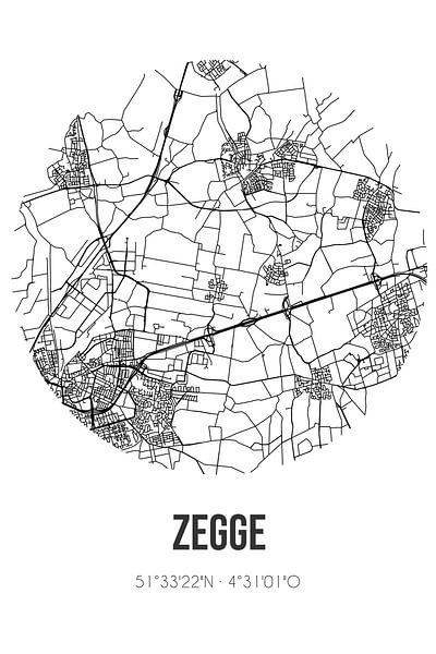 Zegge (Noord-Brabant) | Landkaart | Zwart-wit van Stad & Wand