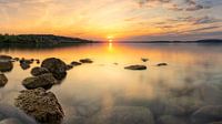 Stenen in zonsondergang (Geiseltalsee)
