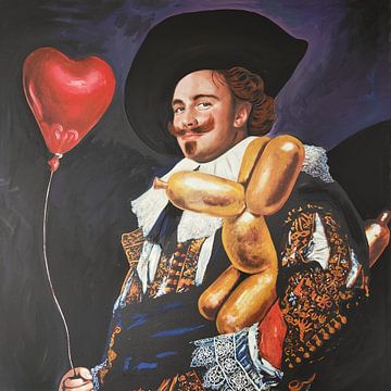 The smiling cavalier with balloons van KleurrijkeKunst van Lianne Schotman