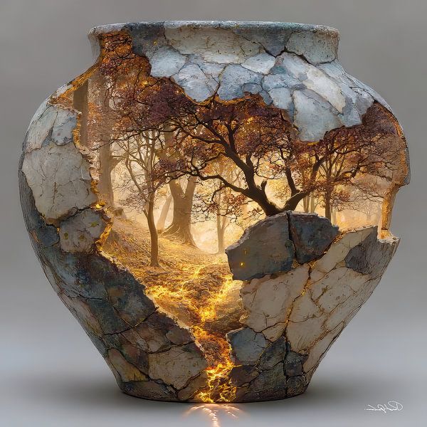 Nature in a Stone Jar by Gelissen Artworks