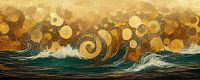 Een woeste zee in de stijl van Gustav Klimt van Whale & Sons thumbnail