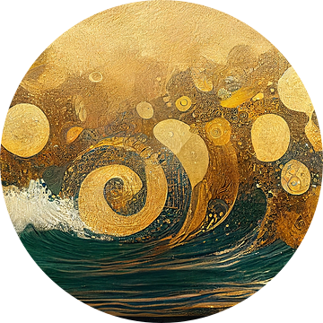 Een woeste zee in de stijl van Gustav Klimt van Whale & Sons
