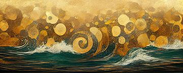 A raging sea in the style of Gustav Klimt by Whale & Sons