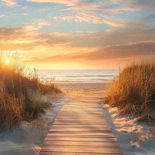 Strandpad zonsondergang