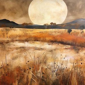 Rollende Graslandschaft: Warme Farben, Hügel und mystische Atmosphäre