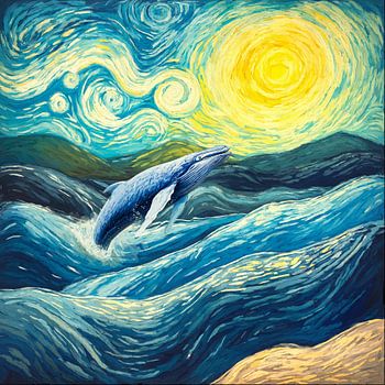 In Van Goghs Der Wal in einem wogenden Meer unter der Sonne