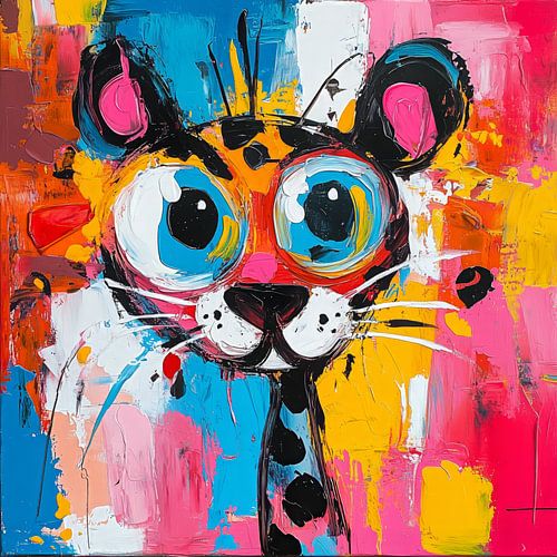 Fröhlicher Panther in farbenfrohem Stil von Emil Husstege