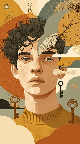 Zwevende sleutels en klokken Portret