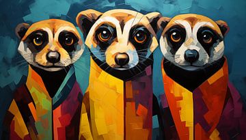 Abstracte meerkatten kubisme panorama van TheXclusive Art