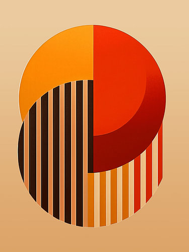 Géométrie graphique du Bauhaus en orange et rouge