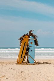 Surfboards on tropical beach in Sri Lanka by Iris Zebli