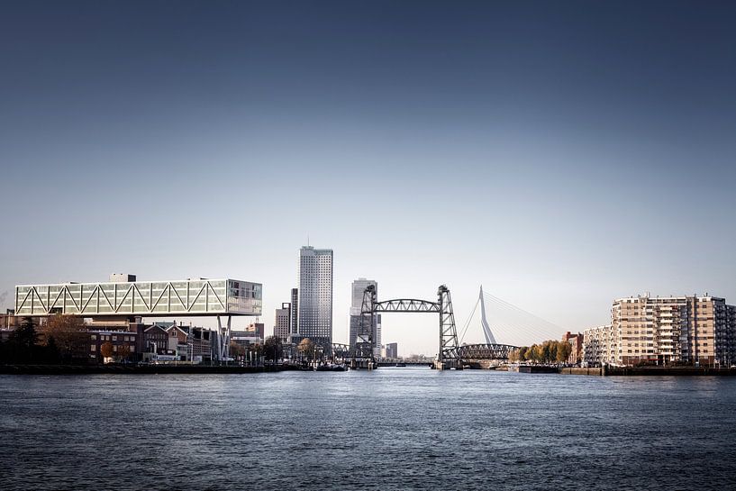 Paysage urbain de Rotterdam avec De Hef à gauche et le pont Erasmus à droite. par Tjeerd Kruse