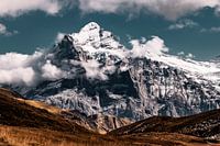 Wetterhorn in de wolken. Berg in Grindelwald, Zwitserland