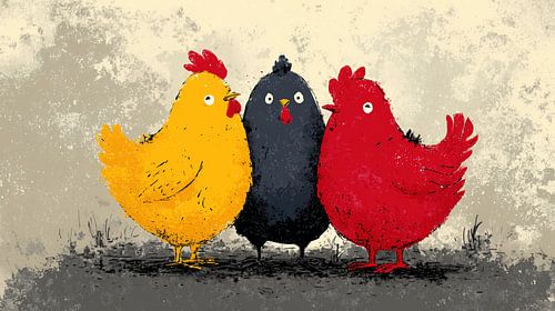 Panorama artistique de 3 poulets