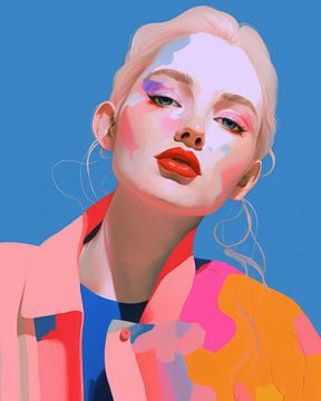Kleurrijke blikvanger, modern portret van Carla Van Iersel
