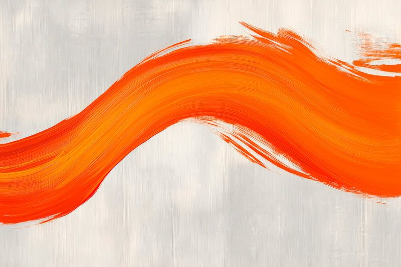 Leuchtender Orange-Pinselstrich auf Grau von Poster Art Shop