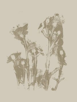 Minimalistische botanische Kunst in Beige und Taupe